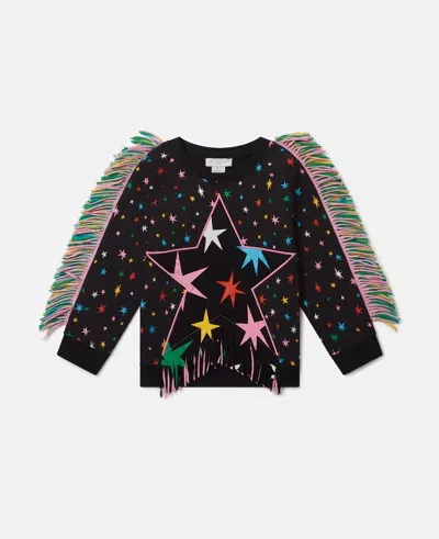 Stella Mccartney Kids' Star Pattern Fringe Sweatshirt In Multicolor