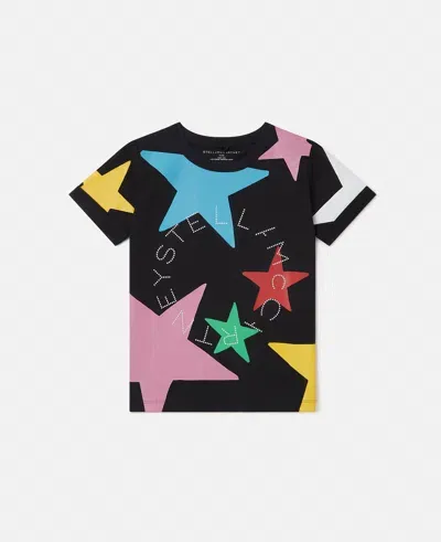 Stella Mccartney Kids' Star Pattern Logo T-shirt In Multicolour