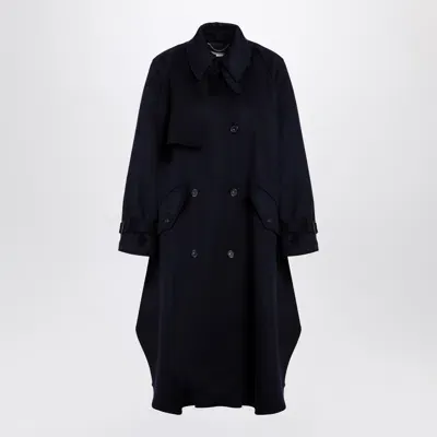 Stella Mccartney Stella Mc Cartney Large Double Breasted Dark Blue Wool Trench Coat