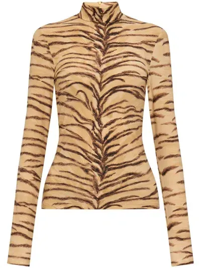 Stella Mccartney Stella Mc Cartney Tiger Print Nylon Top In Beige