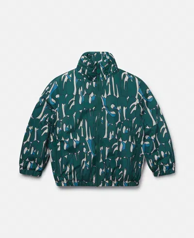 Stella Mccartney Stella Print High-neck Jacket In Green Multicolor