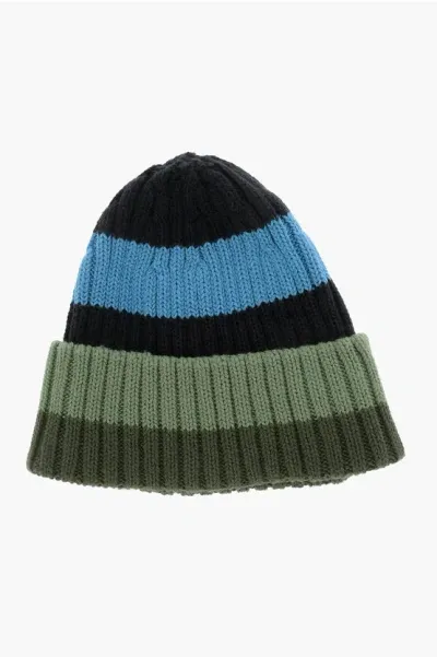 Stella Mccartney Striped Cotton And Wool Beanie In Multi