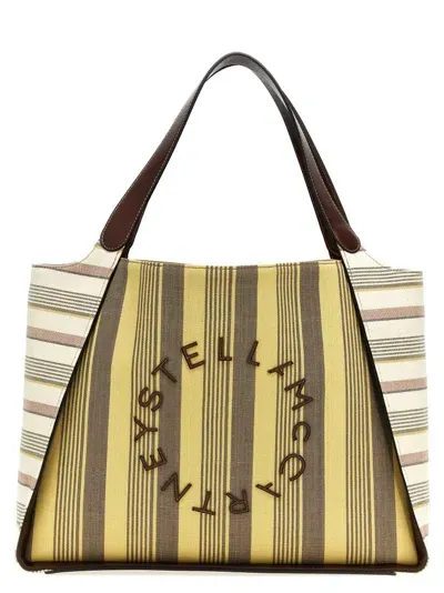 Stella Mccartney Striped Logo Embroidered Tote Bag In Multi