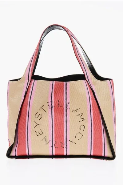 Stella Mccartney Striped Raffia Tote Bag In Multi