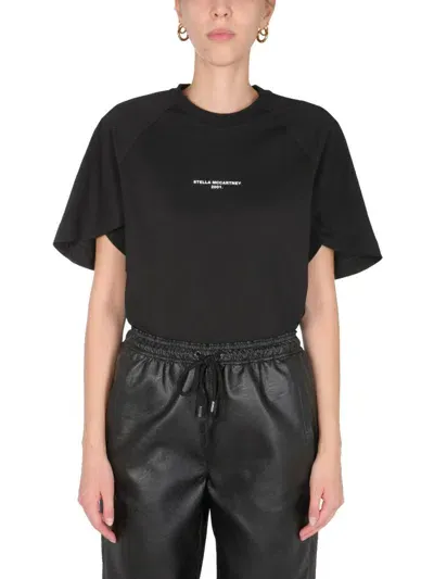 Stella Mccartney Sequin-embellished Logo T-shirt In Black