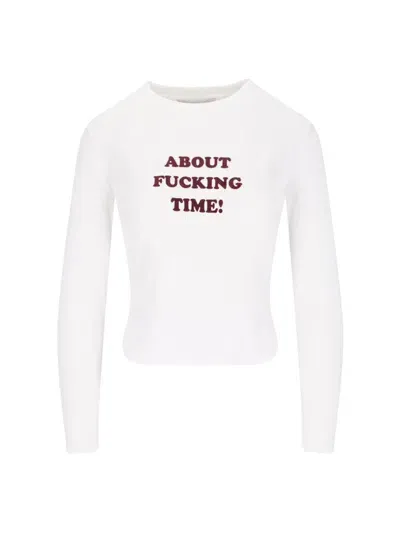 Stella Mccartney "time's Up" Ribbed Texture Graphic Print T-shirt In Purple