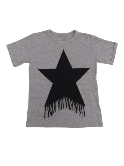 Stella Mccartney Kids' Cotton Jersey T-shirt W/ Fringes In Gray