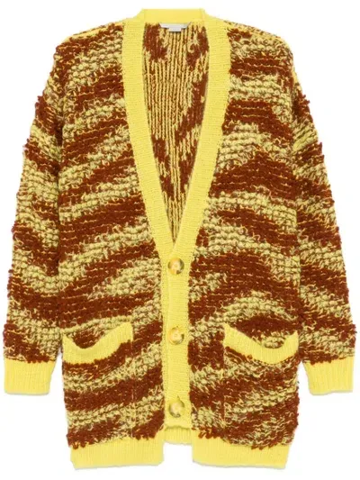 Stella Mccartney Tiger-pattern Bouclé Cardigan In Yellow