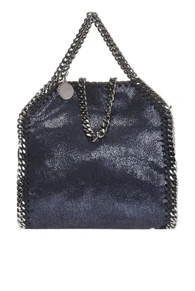 Stella Mccartney Tiny Falabella Shiny Tote Bag In Navy