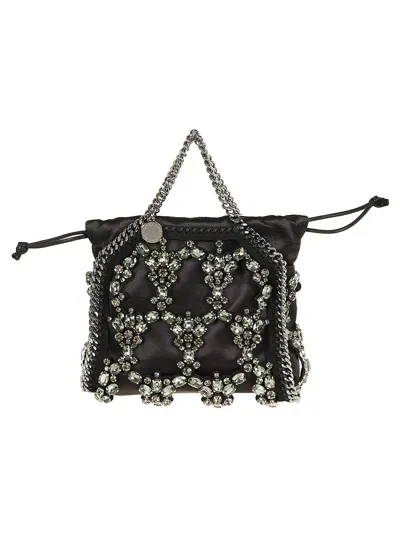 Stella Mccartney Tiny Tote Crystal Cage In Black