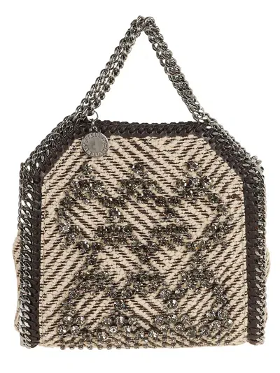 Stella Mccartney Crystal Embroidered Jacquard Cross-body Bag In Grey