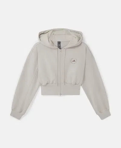 Stella Mccartney Truecasuals Sportswear Cropped Hoodie In Chalk Pearl