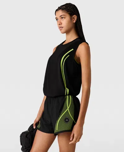 Stella Mccartney Truepace Running Shorts In Black/semi-solar Slime