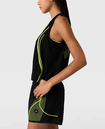 Stella Mccartney Truepace Running Tank Top In Black/semi-solar Slime