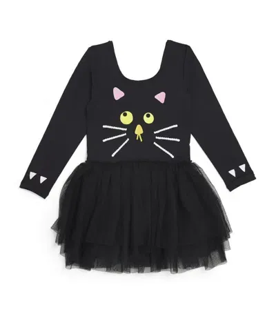 Stella Mccartney Kids' Cat-printed Tulle Dress In Black