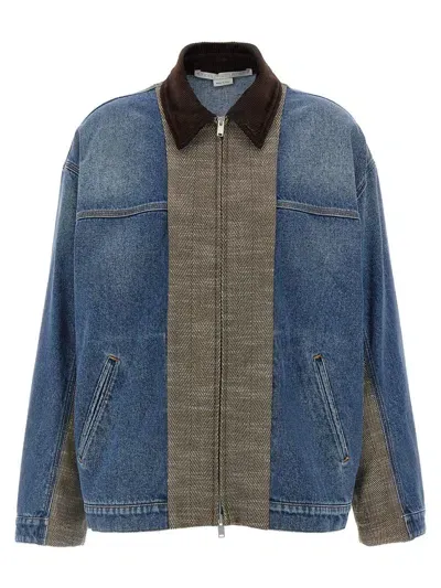 Stella Mccartney Tweed Insert Denim Jacket In Blue