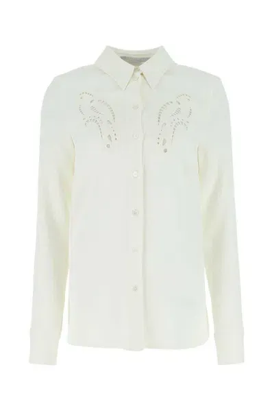 Stella Mccartney Petal Crochet Compact Crepe Shirt In Ecru