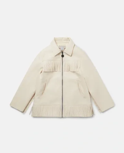 Stella Mccartney Kids' Western Fringed Jacket In Cream