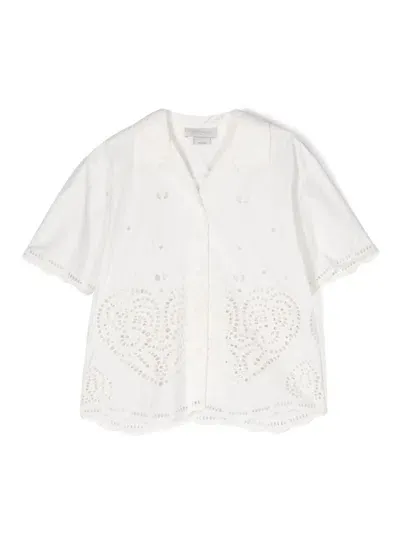 Stella Mccartney Kids' Broderie-anglaise Cotton Shirt In White