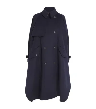 Stella Mccartney Wool A-line Trench Coat In Ink