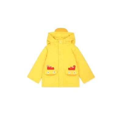 Stella Mccartney Yellow Raincoat For Baby Boy With Rooster In Giallo