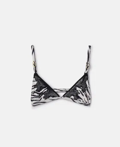 Stella Mccartney Zebra Print Satin Bra In Black/white