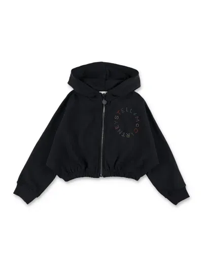 Stella Mccartney Kids' Zip Fleece Hoodie In Black