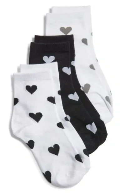 Stems Assorted 3-pack Heart Crew Socks In White/black Assorted