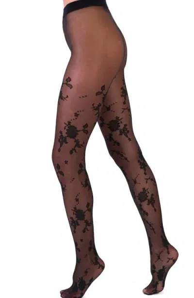 Stems Blooming Sheer Tights In Black