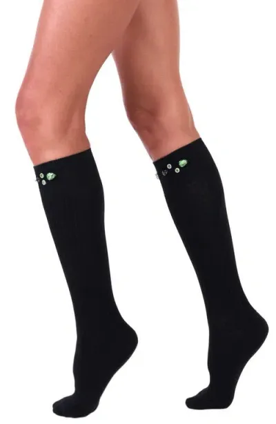 Stems Crystal Cuff Rib Knee High Socks In Black