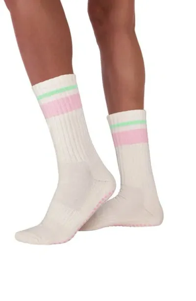 Stems Varsity Grip Crew Socks In Pink