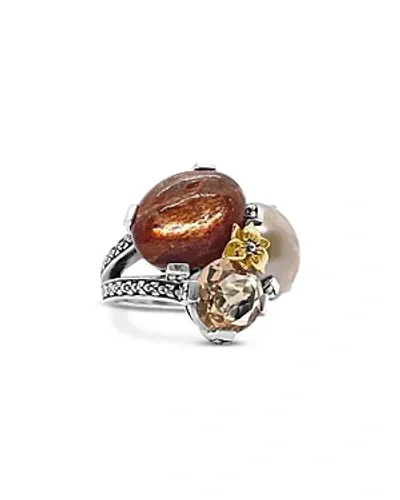 Stephen Dweck Rockrageous Sunstone Blush Quartz & Mabe Pearl Ring In Brown/silver