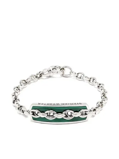 Stephen Webster Sterling Silver Thorn Addiction Inline Razer Malachite Bracelet