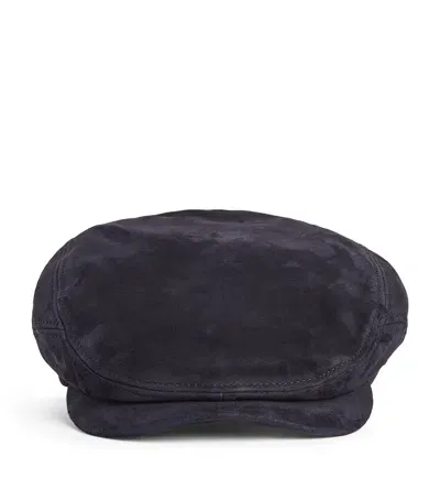 Stetson Goat Suede Driver Cap In Navy