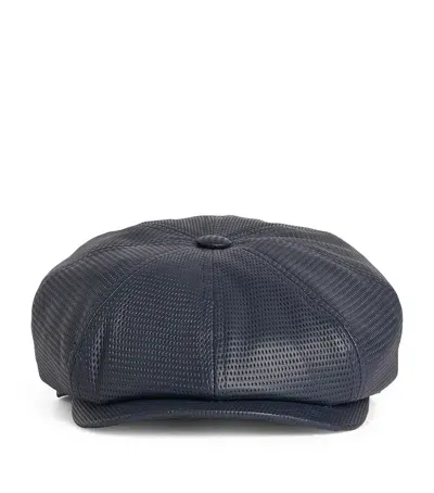 Stetson Lambskin Hatteras Cap In Navy