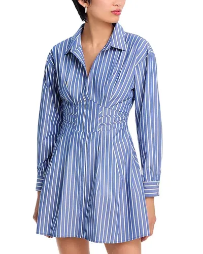 Steve Madden Aria Corset Waist Shirtdress In Blue