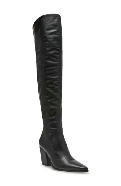 Steve Madden Bramble Over The Knee Boot In Black Leather