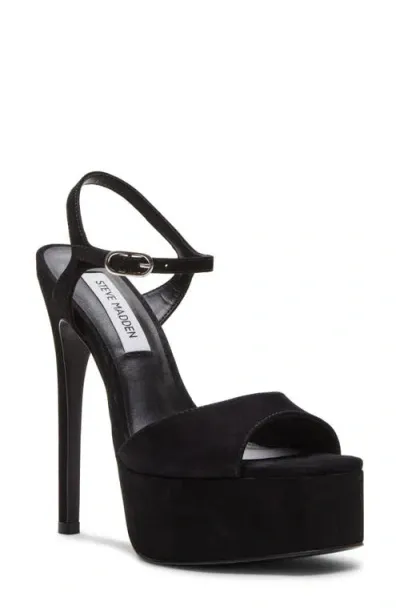 Steve Madden Cologne Platform Stiletto Sandal In Black Nubuck