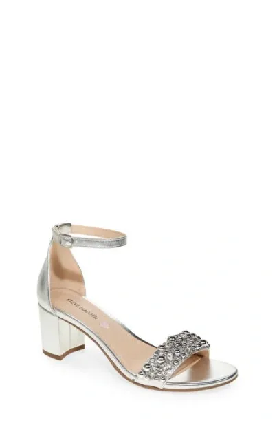 Steve Madden Kids'  Jcarrson Ankle Strap Sandal In Silver Beads