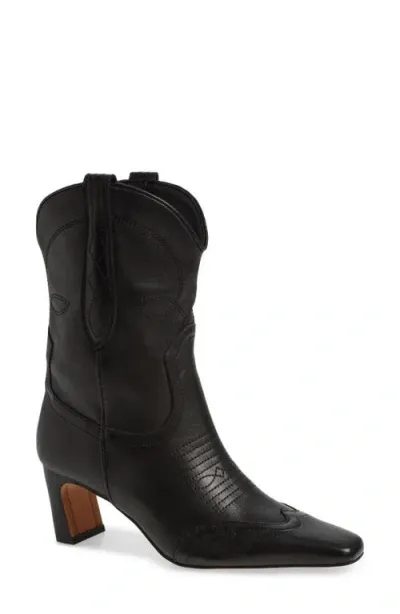 Steve Madden Josefine Western Boot In Black Leather