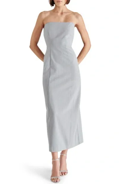 Steve Madden Lexington Pinstripe Strapless Maxi Dress In Light Grey