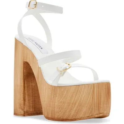 Steve Madden Lilia Ankle Strap Platform Sandal In White Patent