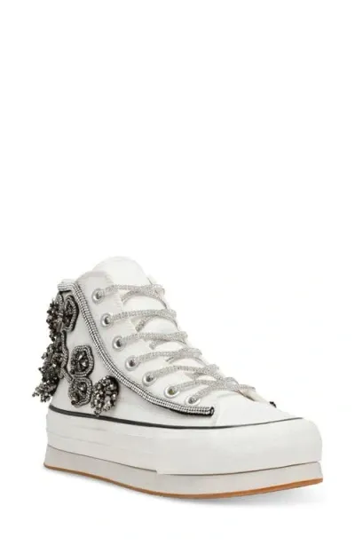 Steve Madden Mistic Beaded Platform Sneaker In White Multi