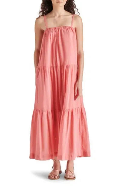 Steve Madden Oceane Tiered Cotton Maxi Sundress In Peach Romance