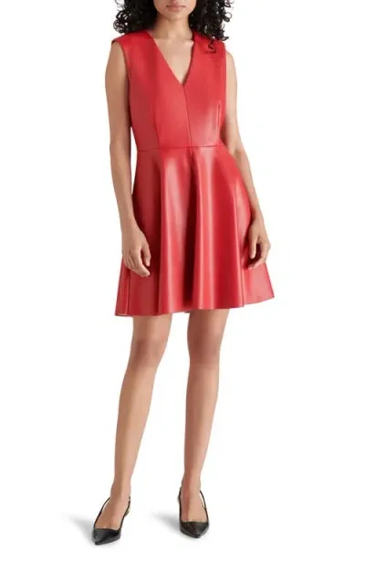 Steve Madden Pennie Faux Leather Fit & Flare Minidress In Dark Red