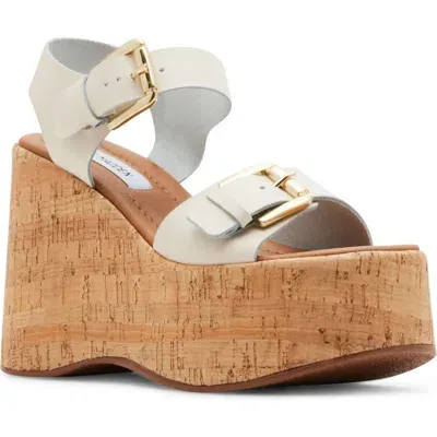 Steve Madden River Platform Wedge Sandal In Bone Leather