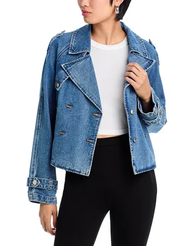 Steve Madden Sirus Double Breasted Denim Jacket In Blue Denim