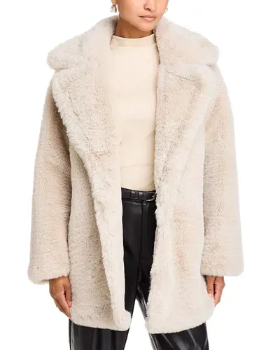 Steve Madden Snow Faux Fur Coat In Beige