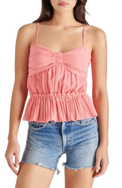 Steve Madden Solange Ruched Peplum Camisole In Peach Romance