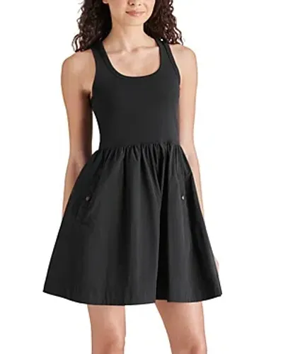 Steve Madden Tottenham Mixed Media Mini Dress In Black